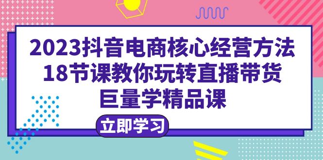 (6309期)2023抖音电商核心经营方法:18节课教你玩转直播带货,巨量学精品课