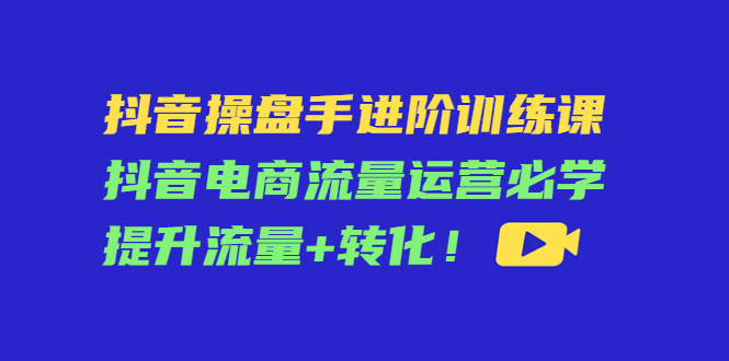 抖音操盘手进阶训练课:抖音电商流量运营必学,提升流量+转化