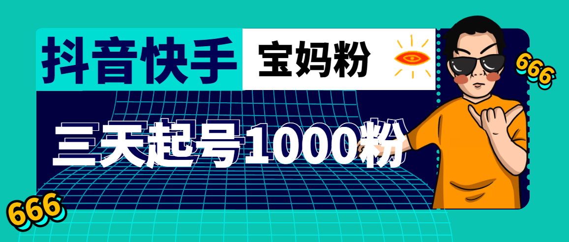 (4818期)抖音快手三天起号涨粉1000宝妈粉丝的核心方法【详细玩法教程】